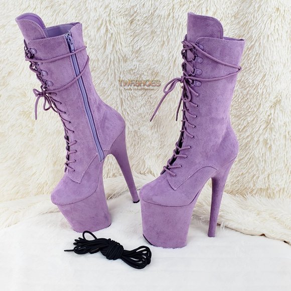 Pleaser Shoes - Flamingo 1050 Lilac 8" High Heel Ankle Calf Boots